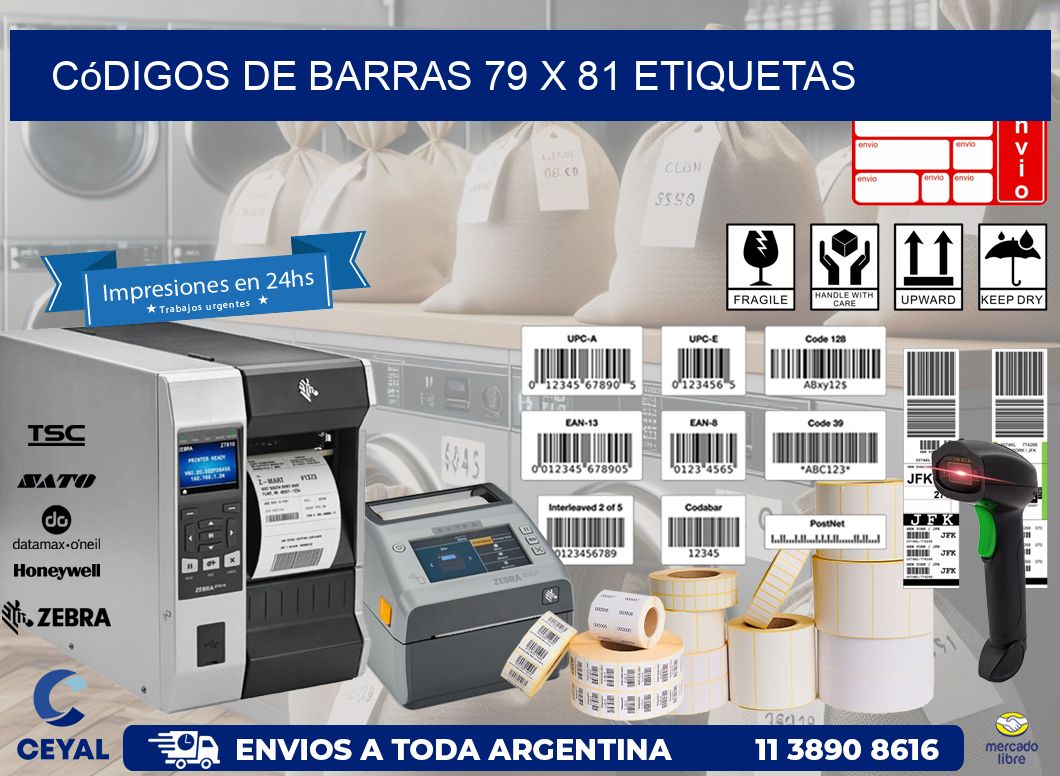 Códigos de Barras 79 x 81 etiquetas