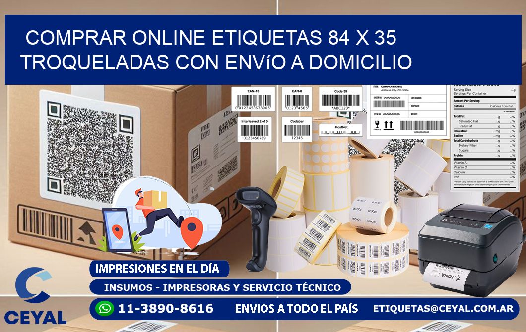 Comprar online etiquetas 84 x 35 troqueladas con envío a domicilio