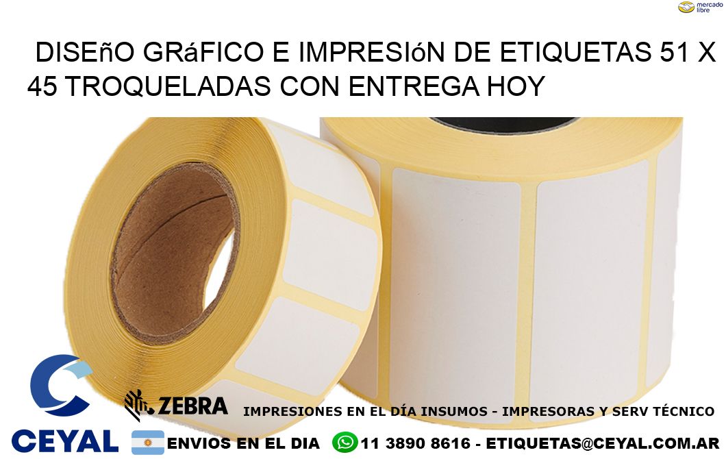 Diseño gráfico e impresión de etiquetas 51 x 45 troqueladas con entrega hoy