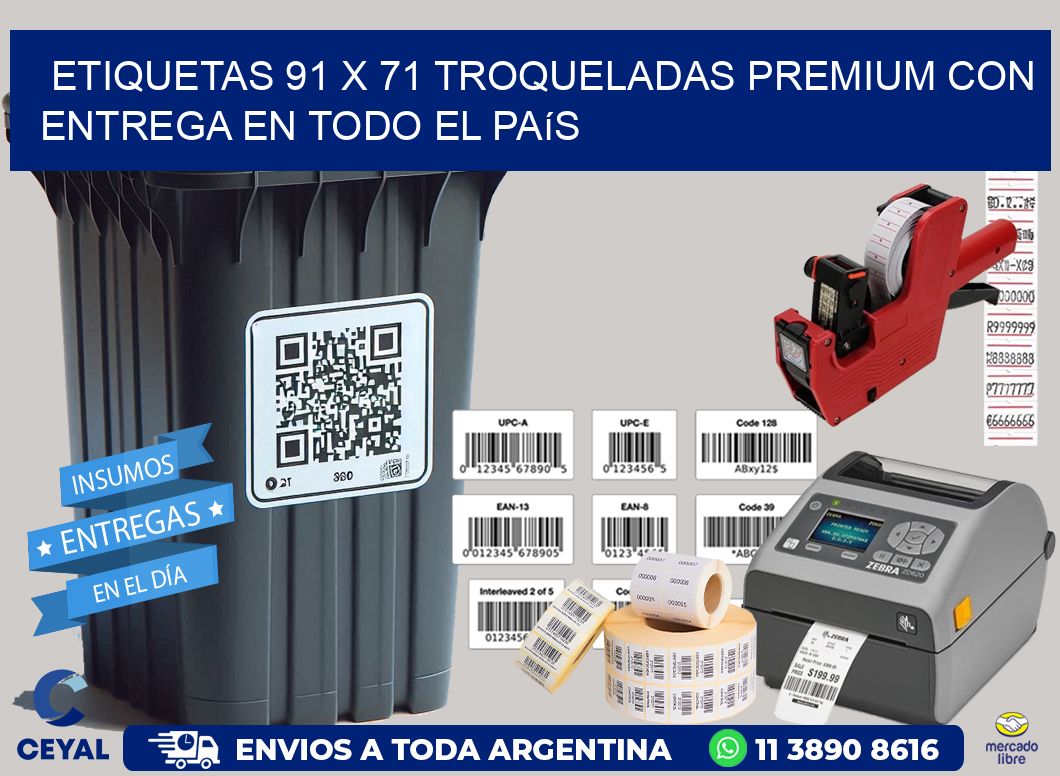 Etiquetas 91 x 71 troqueladas premium con entrega en todo el país
