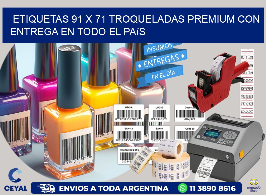 Etiquetas 91 x 71 troqueladas premium con entrega en todo el país