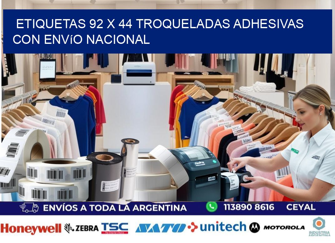 Etiquetas 92 x 44 troqueladas adhesivas con envío nacional
