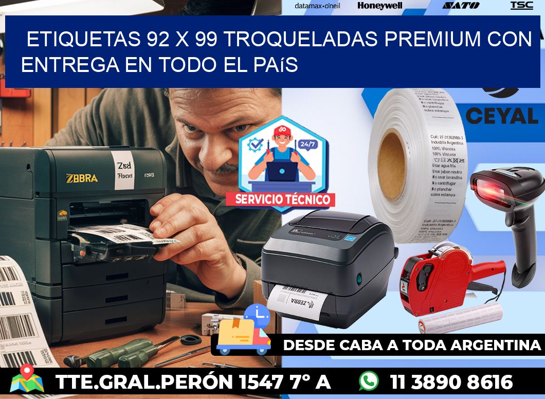 Etiquetas 92 x 99 troqueladas premium con entrega en todo el país