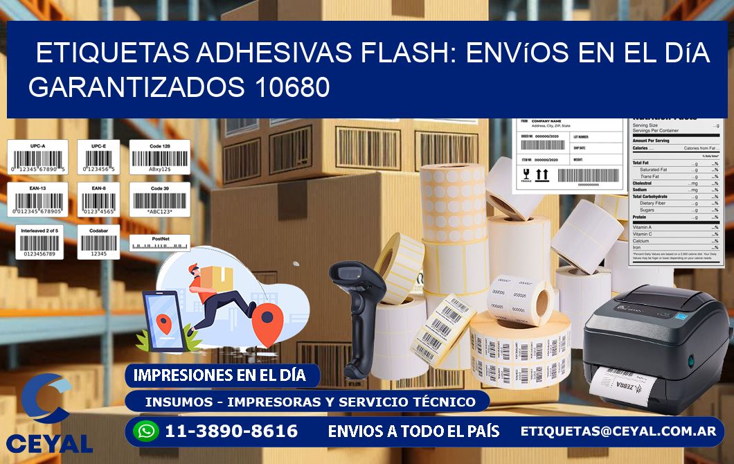 Etiquetas adhesivas Flash: Envíos en el Día Garantizados 10680