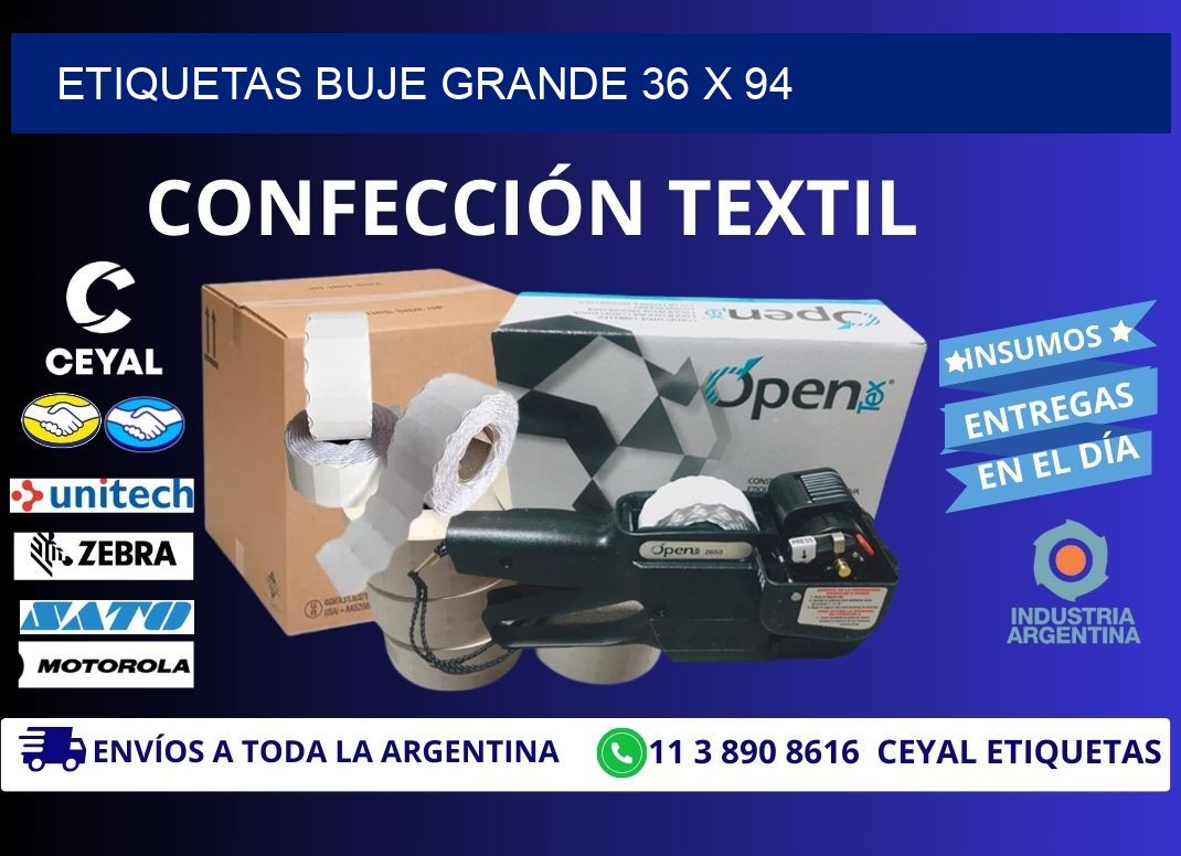 Etiquetas buje grande 36 x 94