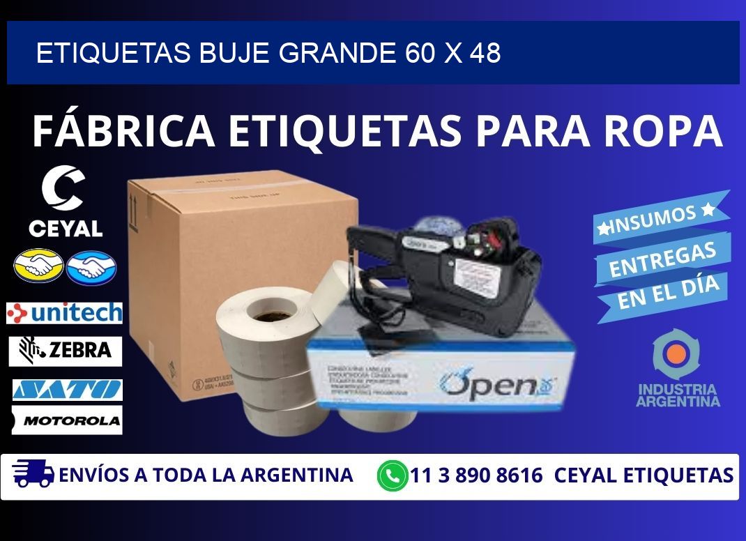 Etiquetas buje grande 60 x 48