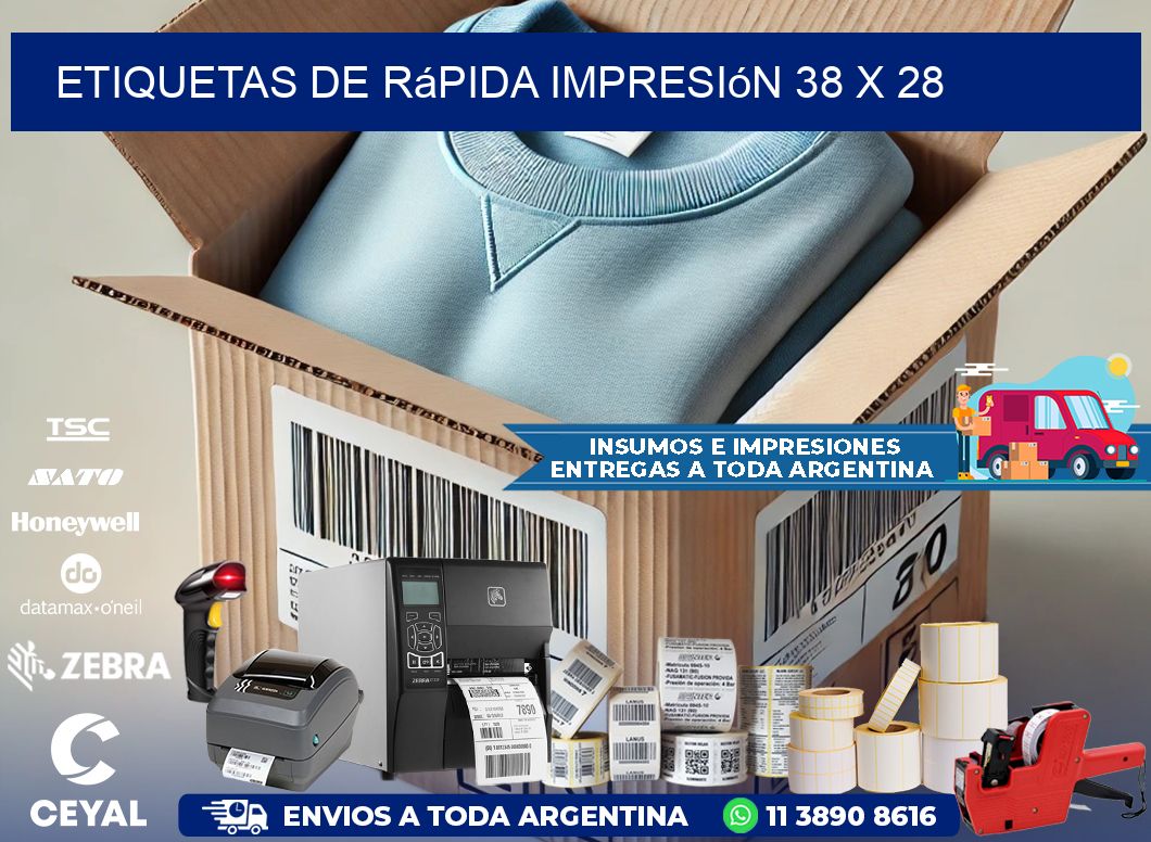 Etiquetas de rápida impresión 38 x 28