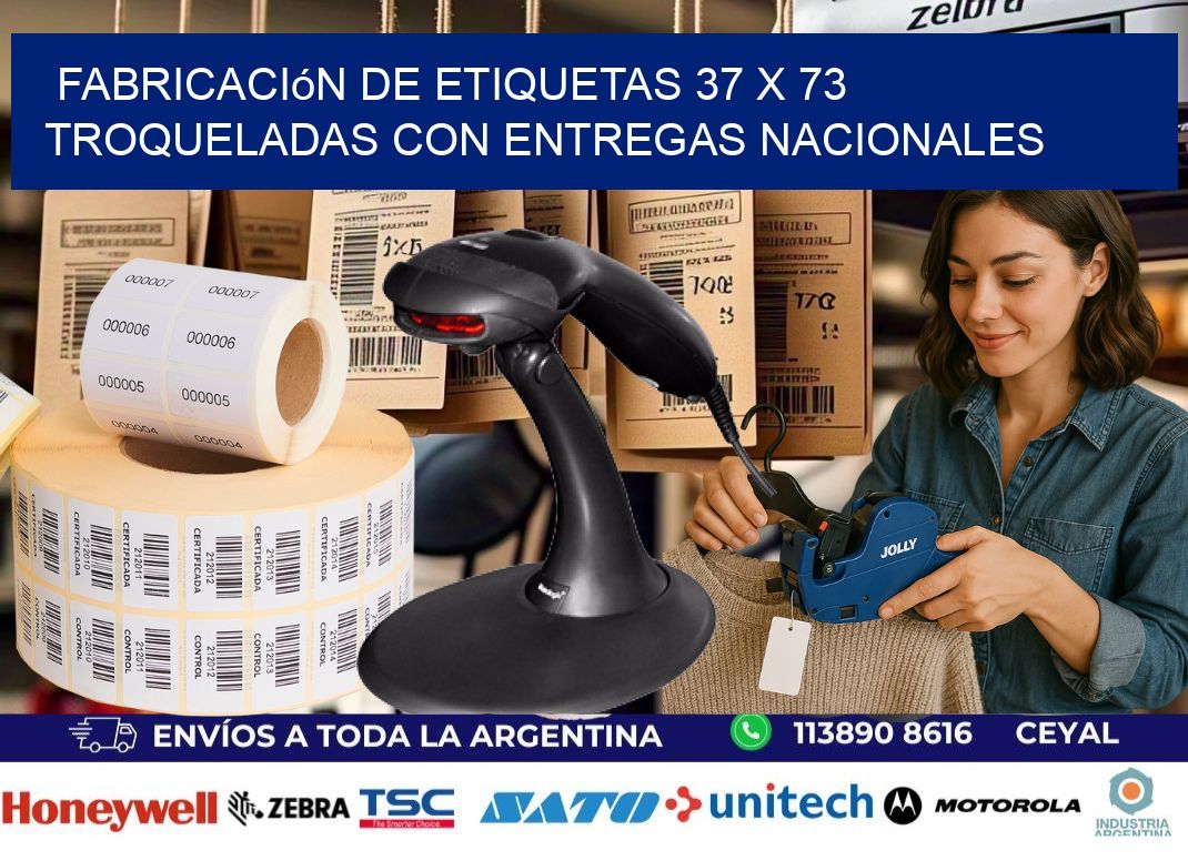 Fabricación de etiquetas 37 x 73 troqueladas con entregas nacionales