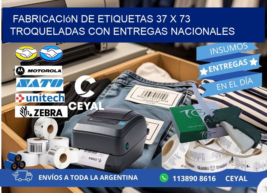 Fabricación de etiquetas 37 x 73 troqueladas con entregas nacionales