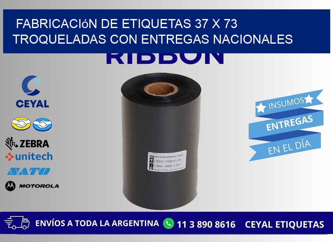 Fabricación de etiquetas 37 x 73 troqueladas con entregas nacionales