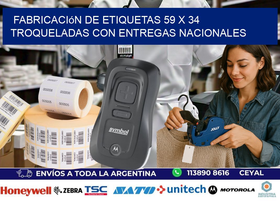 Fabricación de etiquetas 59 x 34 troqueladas con entregas nacionales