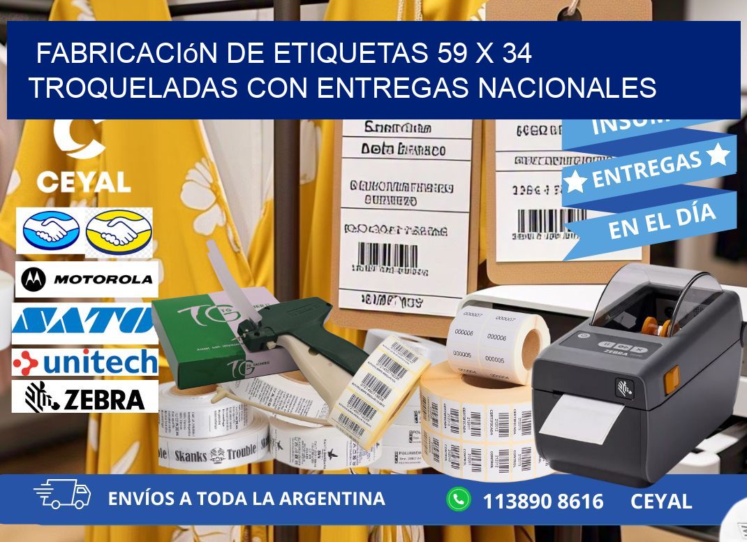 Fabricación de etiquetas 59 x 34 troqueladas con entregas nacionales
