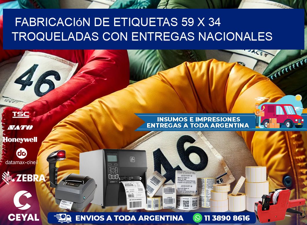 Fabricación de etiquetas 59 x 34 troqueladas con entregas nacionales