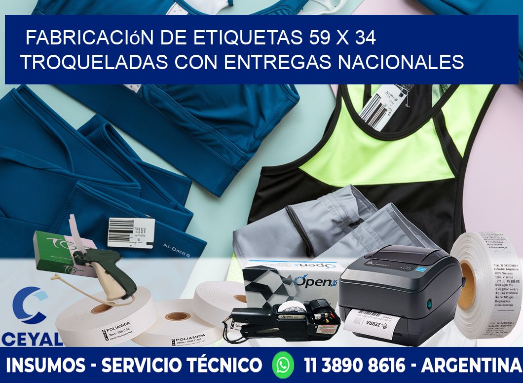 Fabricación de etiquetas 59 x 34 troqueladas con entregas nacionales