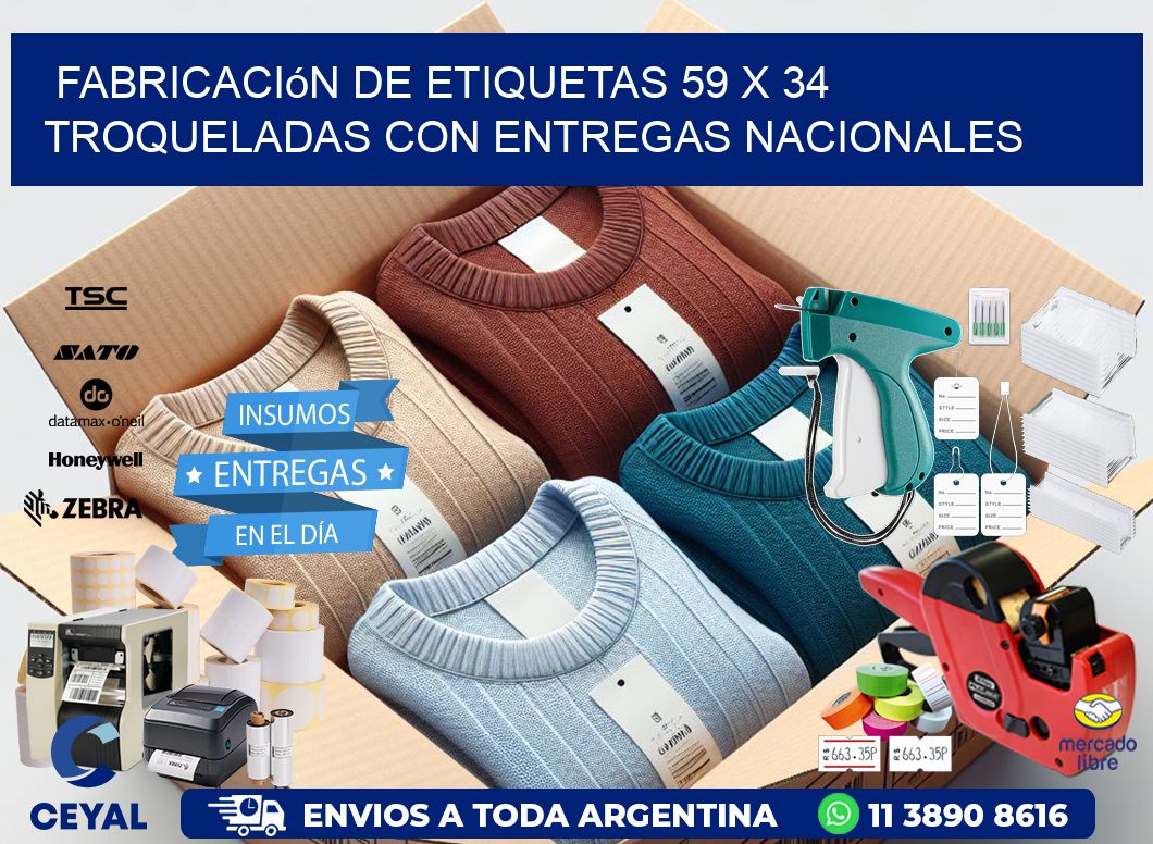 Fabricación de etiquetas 59 x 34 troqueladas con entregas nacionales