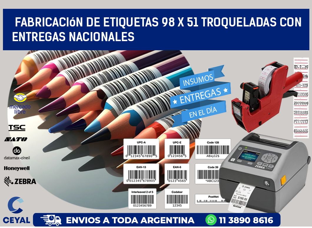 Fabricación de etiquetas 98 x 51 troqueladas con entregas nacionales