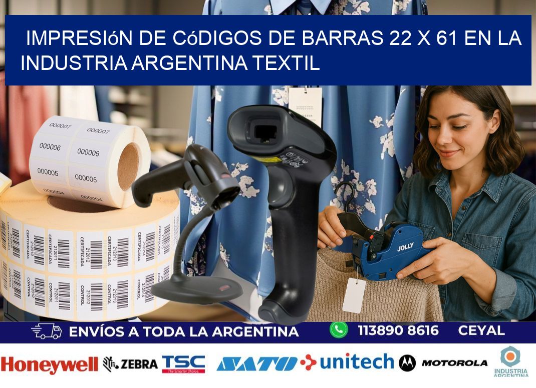 Impresión de Códigos de Barras 22 x 61 en la Industria argentina textil