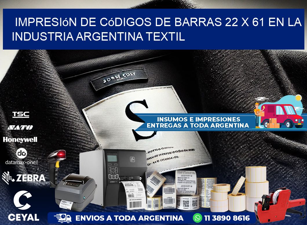 Impresión de Códigos de Barras 22 x 61 en la Industria argentina textil