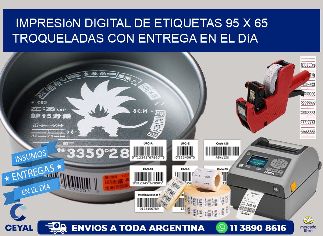 Impresión digital de etiquetas 95 x 65 troqueladas con entrega en el día