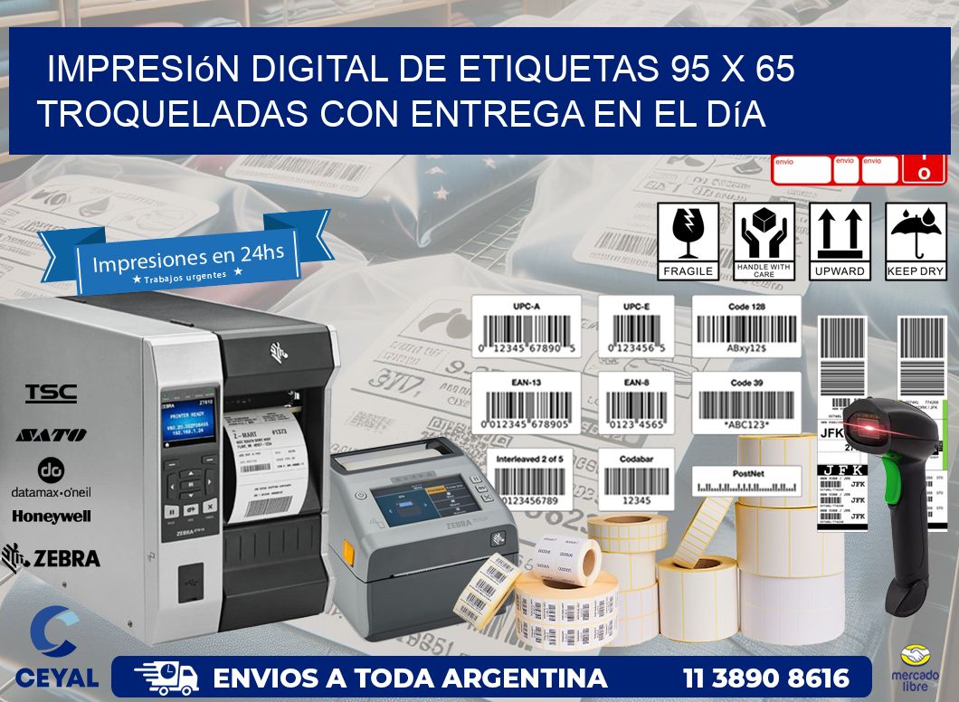 Impresión digital de etiquetas 95 x 65 troqueladas con entrega en el día