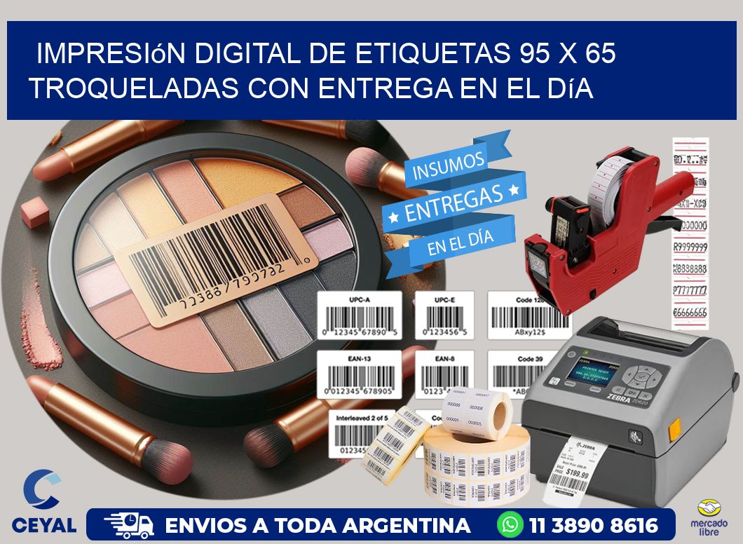 Impresión digital de etiquetas 95 x 65 troqueladas con entrega en el día