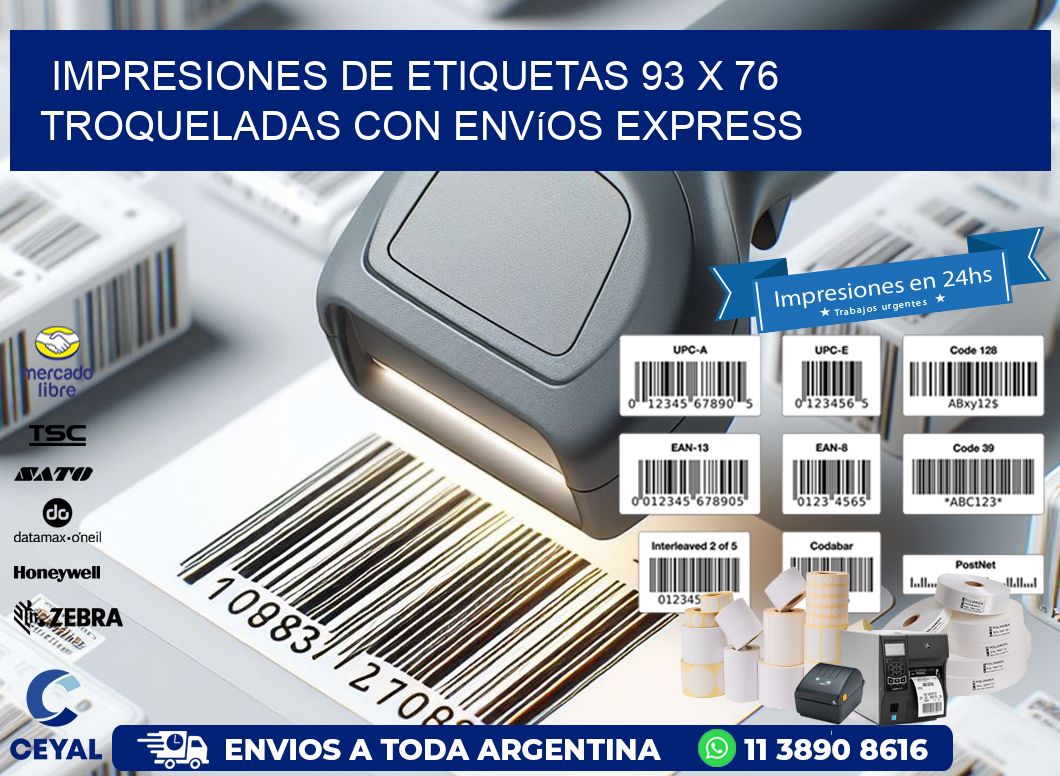 Impresiones de etiquetas 93 x 76 troqueladas con envíos express