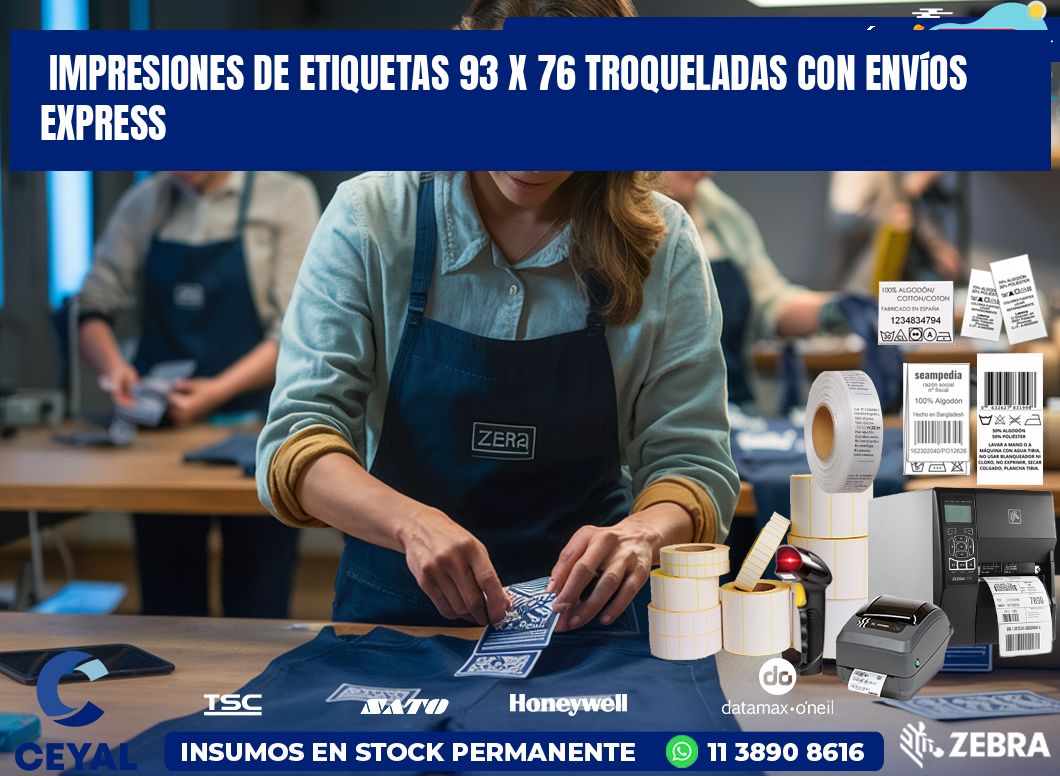 Impresiones de etiquetas 93 x 76 troqueladas con envíos express