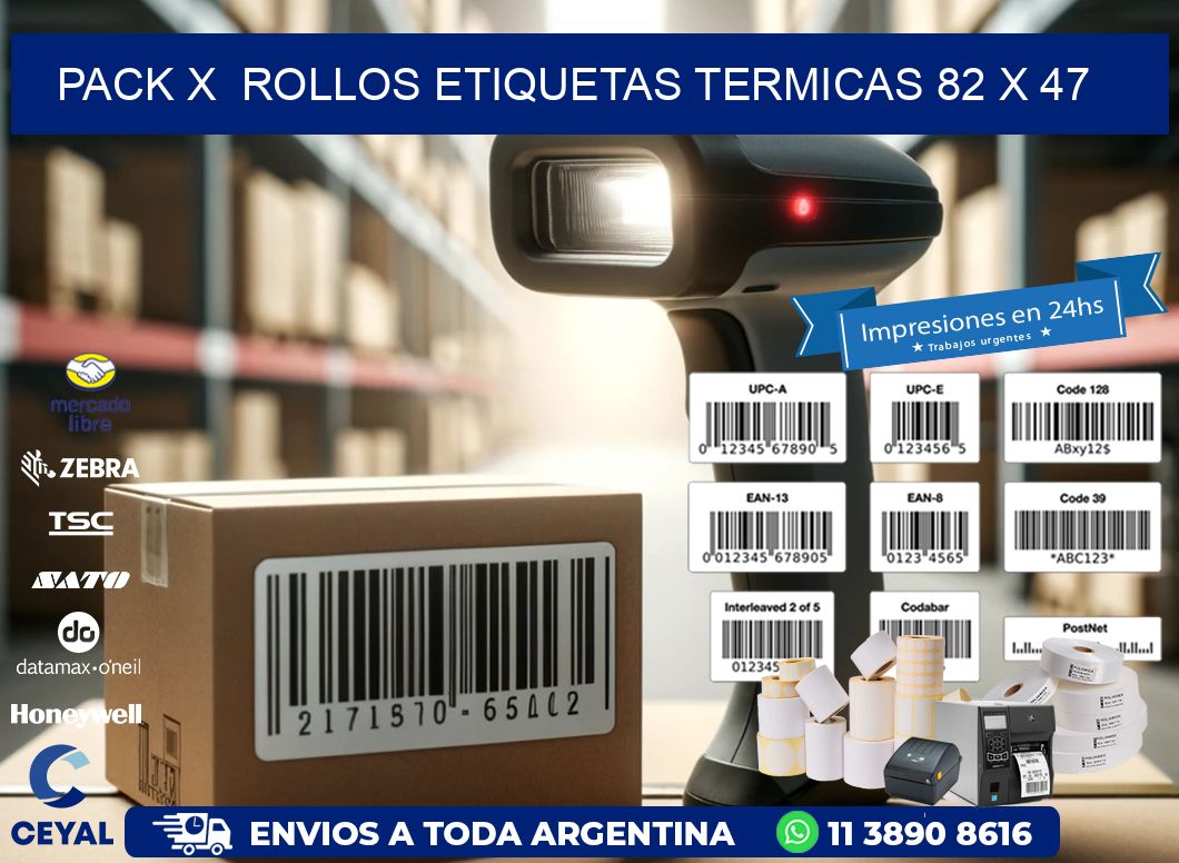 Pack X Rollos Etiquetas termicas 82 x 47