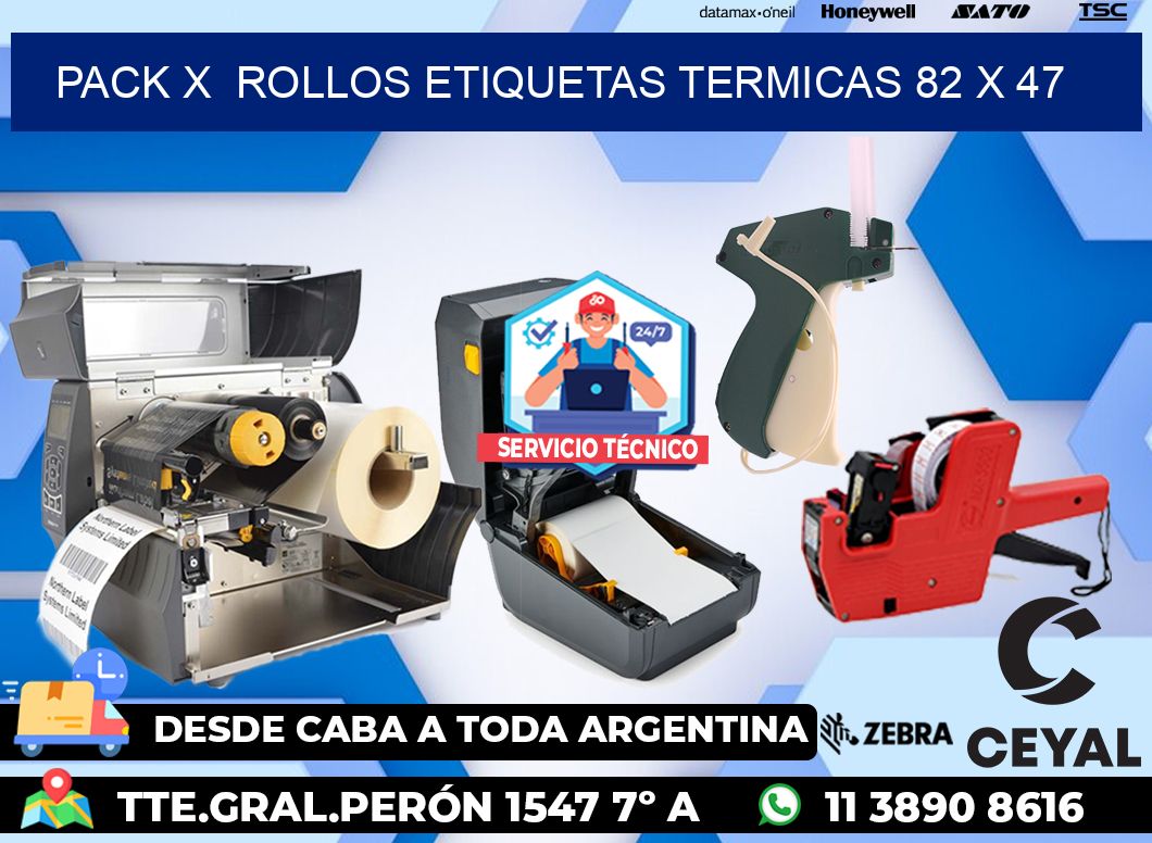 Pack X Rollos Etiquetas termicas 82 x 47
