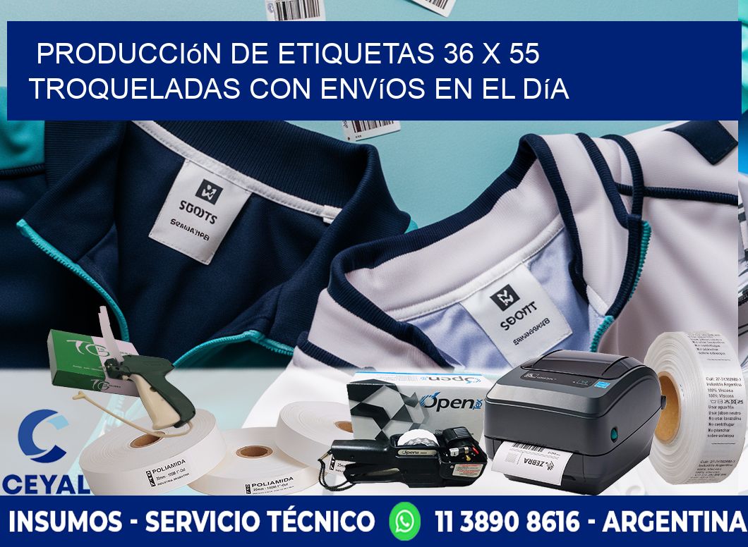 Producción de etiquetas 36 x 55 troqueladas con envíos en el día