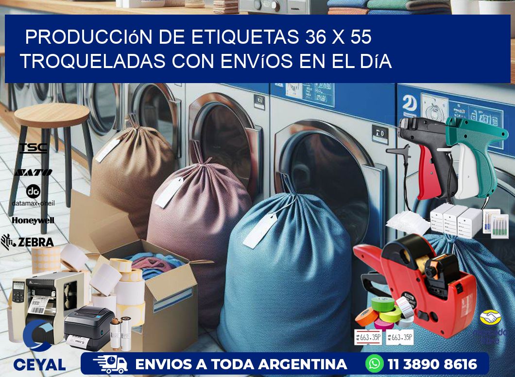 Producción de etiquetas 36 x 55 troqueladas con envíos en el día