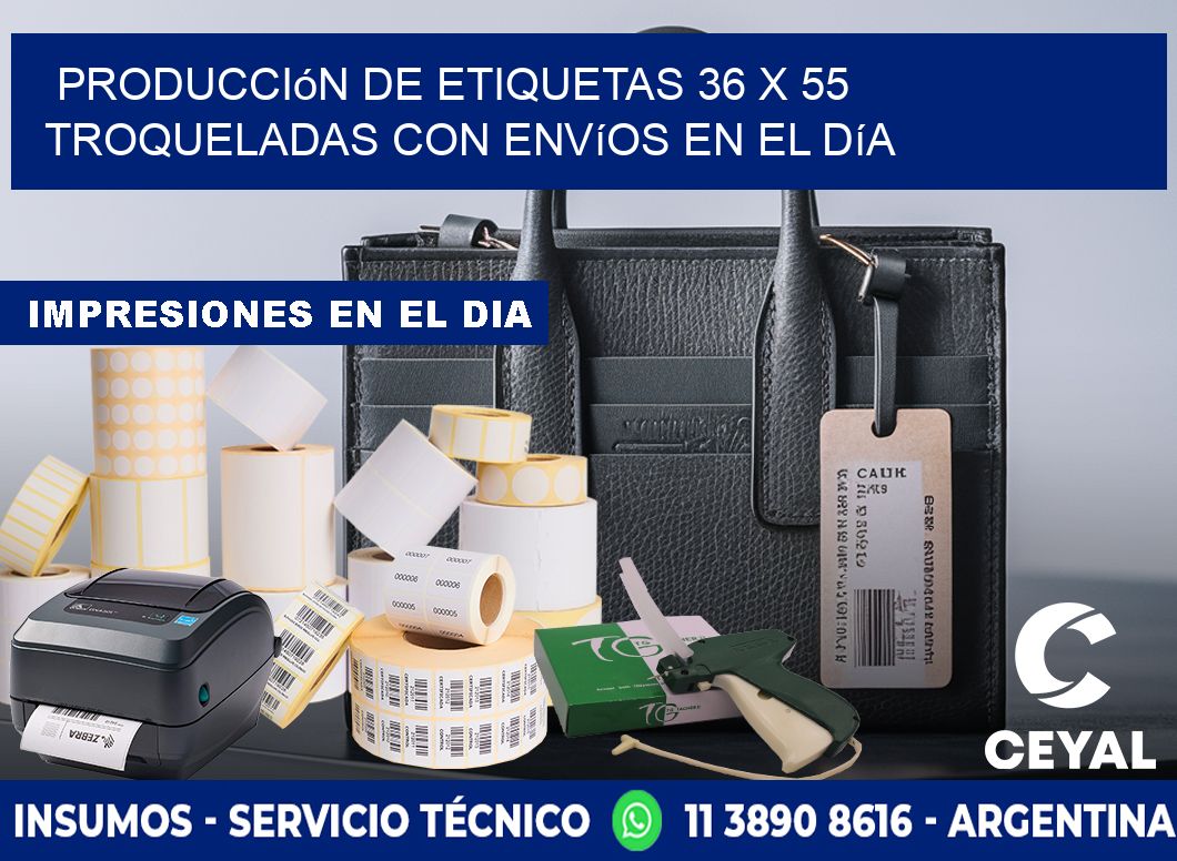 Producción de etiquetas 36 x 55 troqueladas con envíos en el día