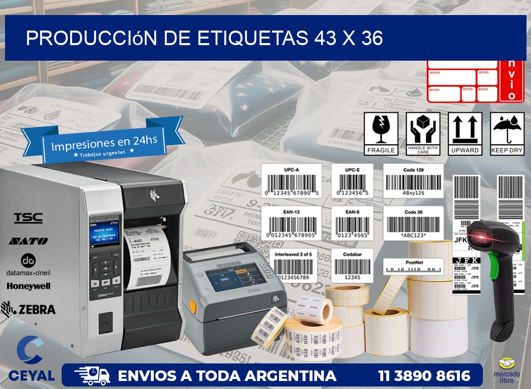 Producción de etiquetas 43 x 36