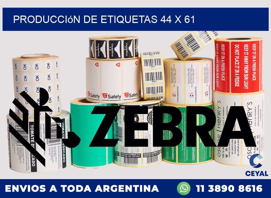 Producción de etiquetas 44 x 61