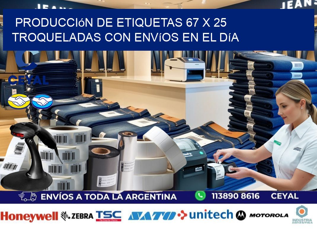 Producción de etiquetas 67 x 25 troqueladas con envíos en el día