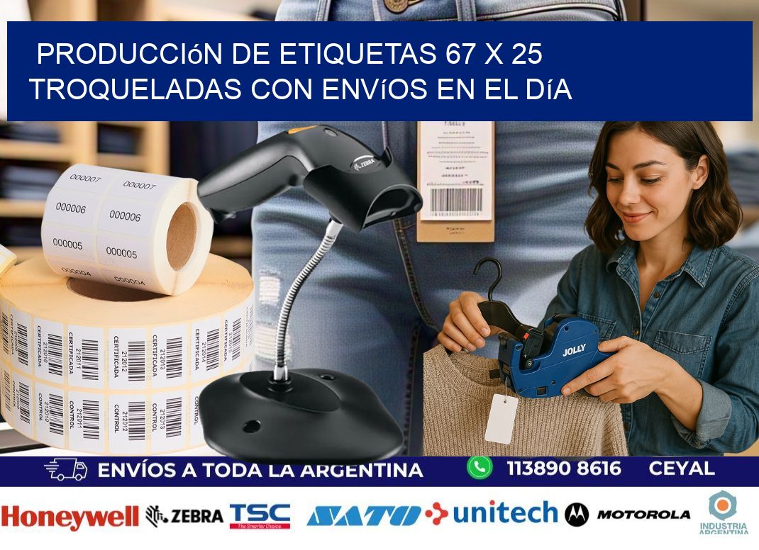 Producción de etiquetas 67 x 25 troqueladas con envíos en el día
