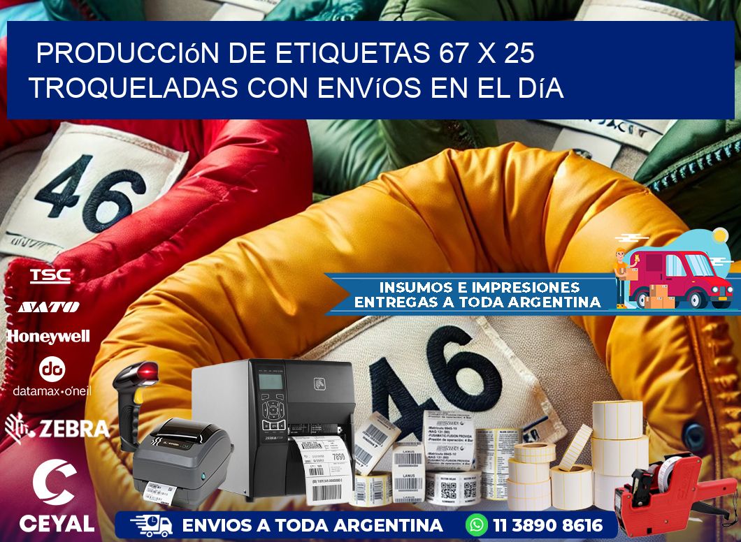 Producción de etiquetas 67 x 25 troqueladas con envíos en el día
