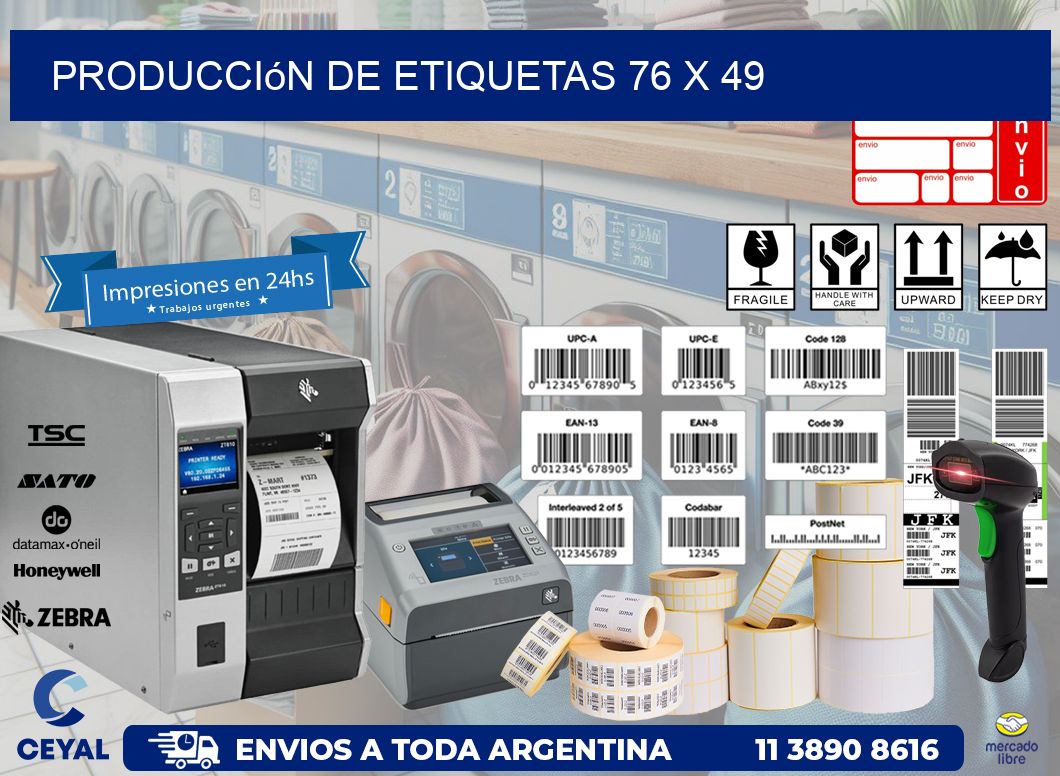 Producción de etiquetas 76 x 49