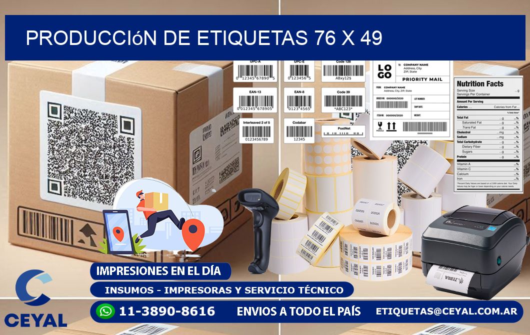 Producción de etiquetas 76 x 49