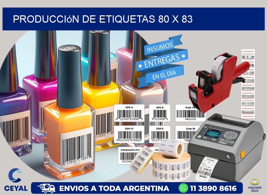 Producción de etiquetas 80 x 83