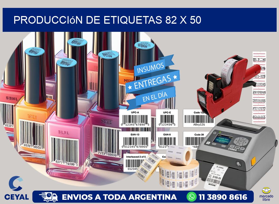 Producción de etiquetas 82 x 50