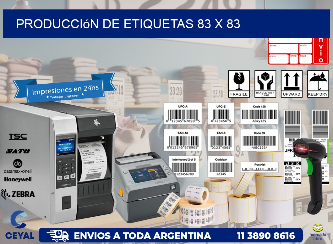 Producción de etiquetas 83 x 83