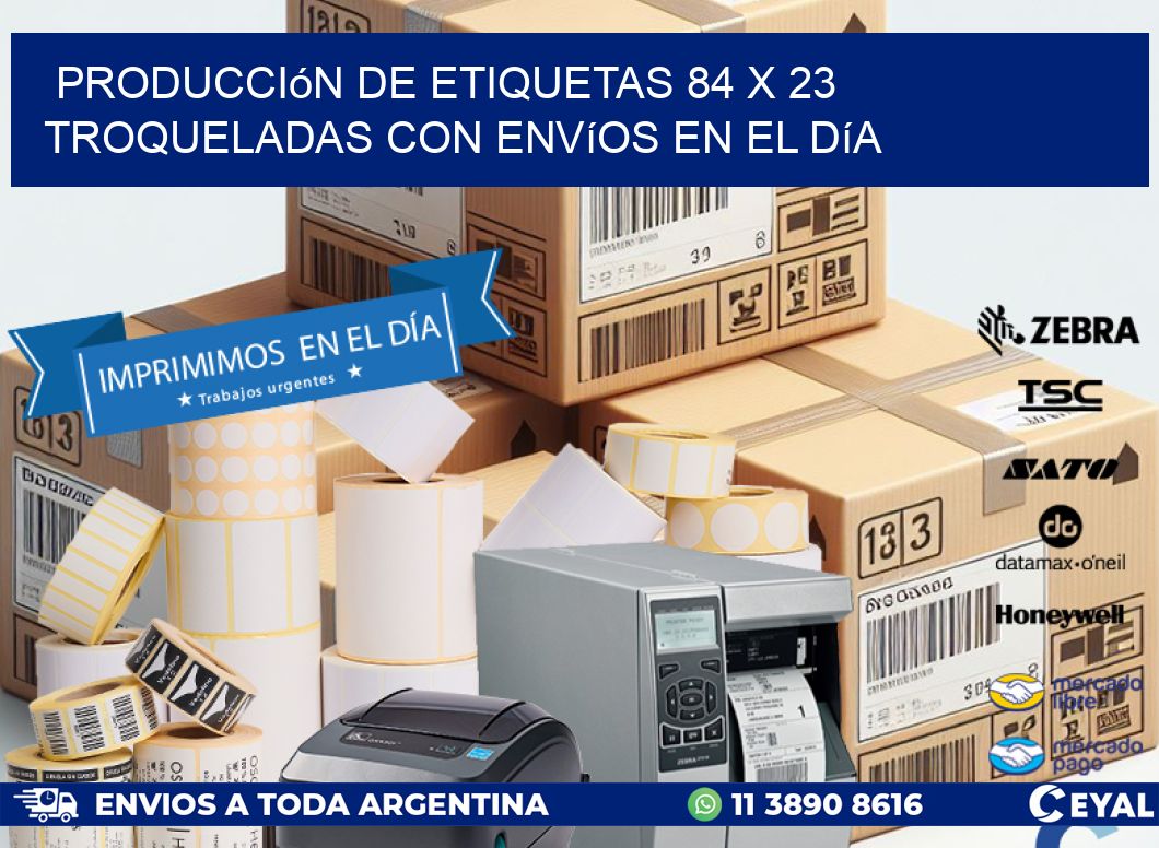 Producción de etiquetas 84 x 23 troqueladas con envíos en el día