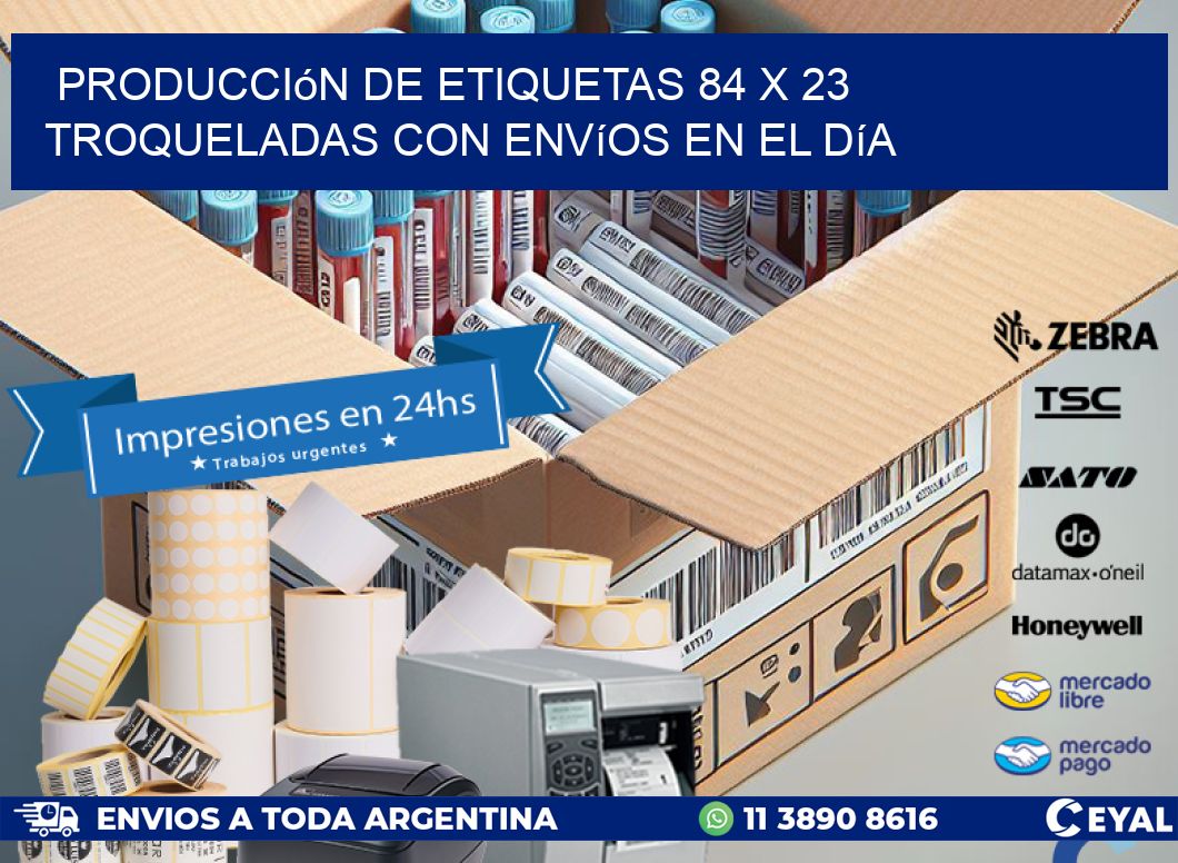 Producción de etiquetas 84 x 23 troqueladas con envíos en el día