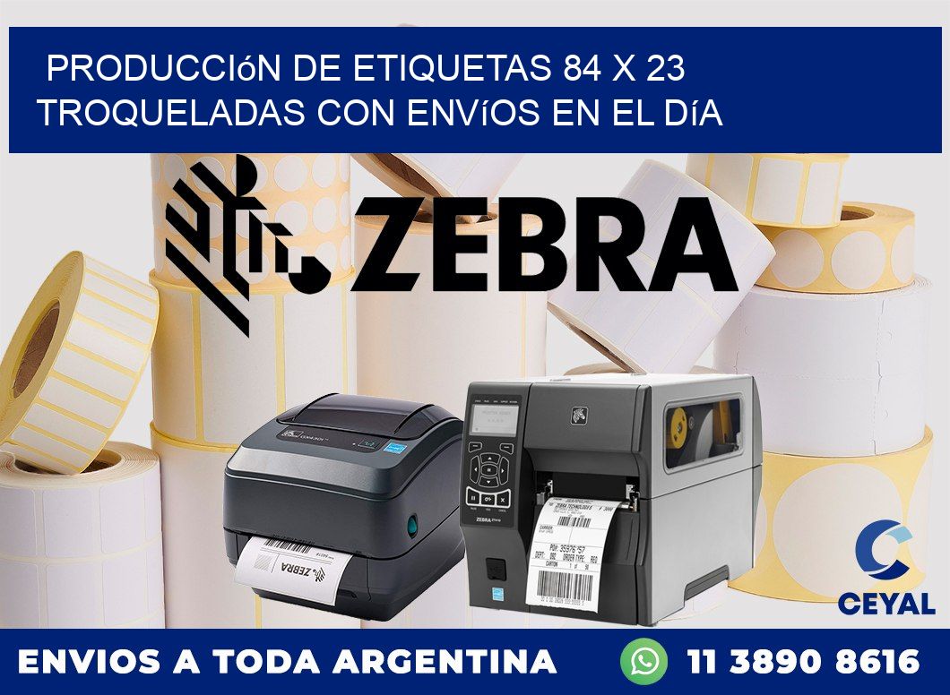 Producción de etiquetas 84 x 23 troqueladas con envíos en el día