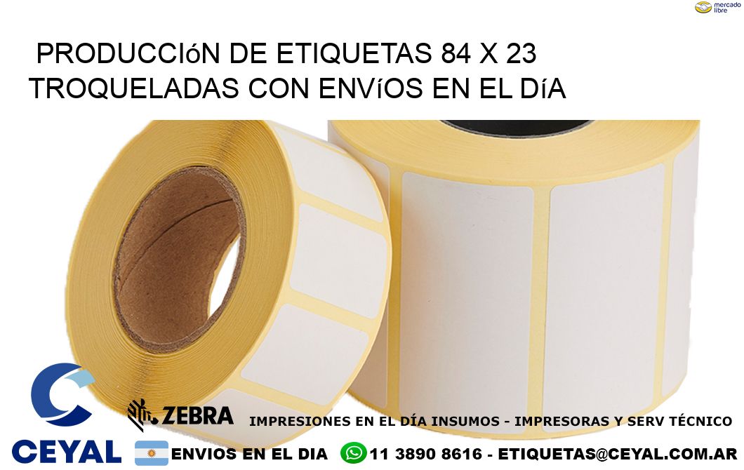 Producción de etiquetas 84 x 23 troqueladas con envíos en el día