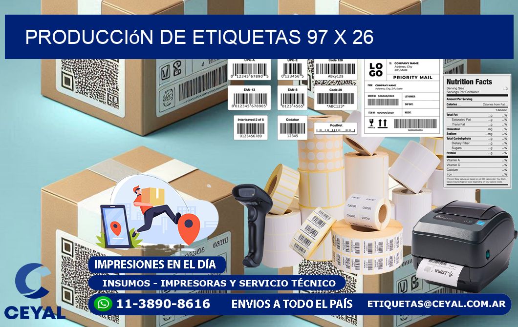 Producción de etiquetas 97 x 26