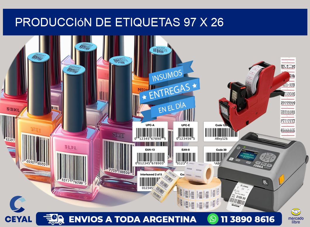 Producción de etiquetas 97 x 26