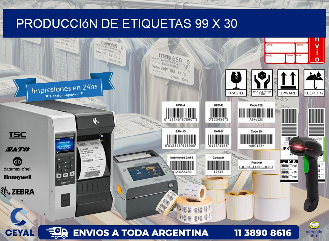 Producción de etiquetas 99 x 30