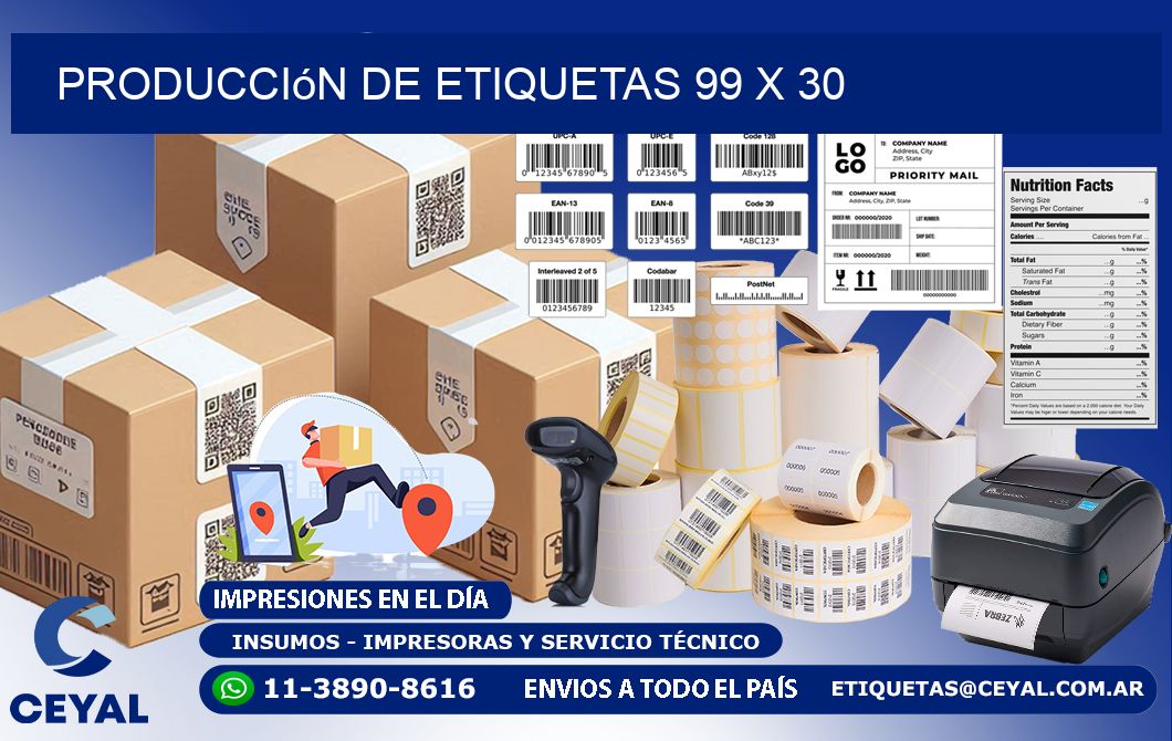 Producción de etiquetas 99 x 30